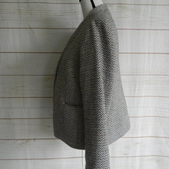 J.CREW WOOL BLEND HERRINGBONE OPEN TWEED BLAZER SUIT JACKET SZ 14 CLASSIC OFFICE - Picture 3 of 6